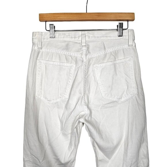Rag & Bone Straight Leg Jeans Ripped Raw Hem Relaxed Fit White Denim Women 27 - Picture 3 of 13